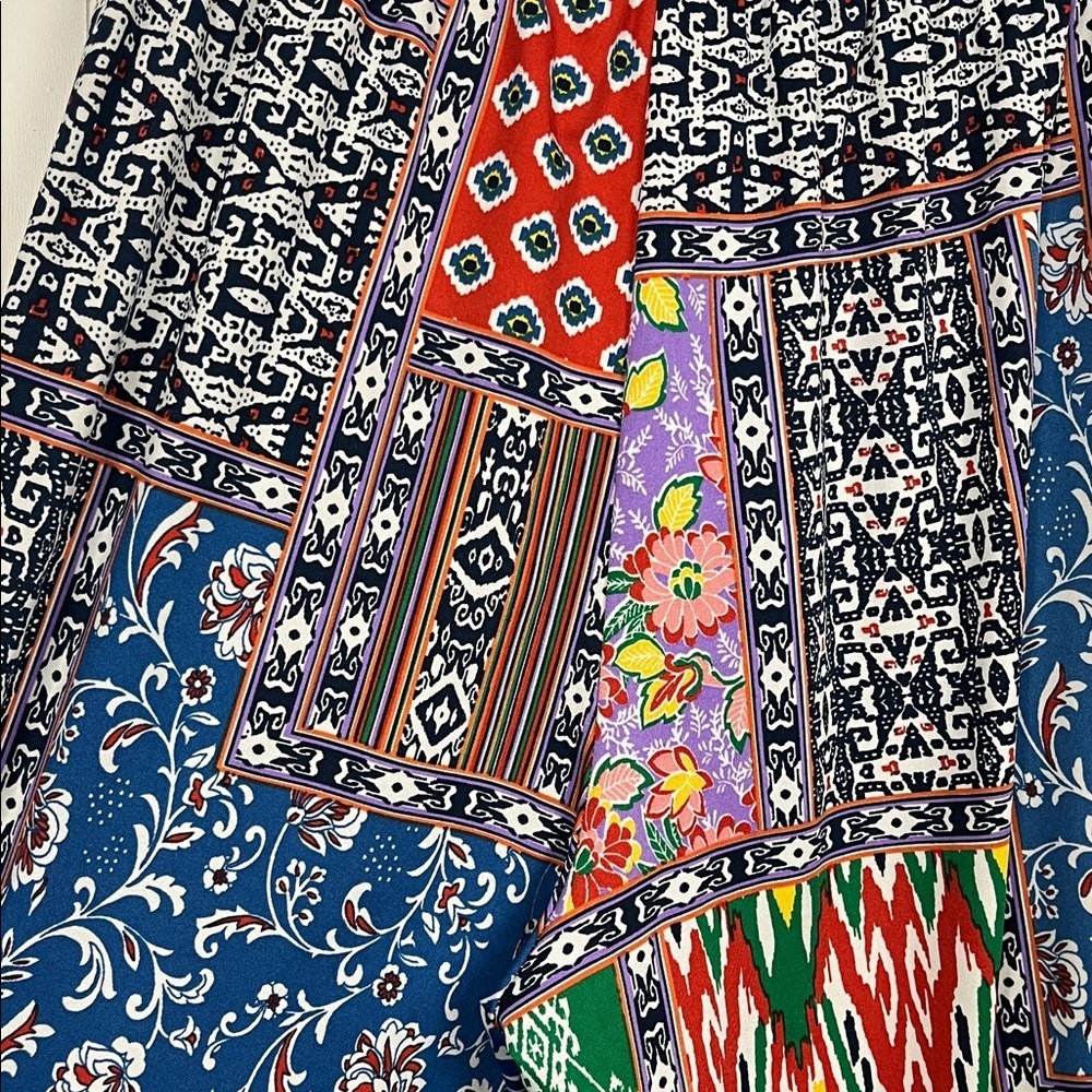 Love Ryan Flare Pant Multi Vibrant Colors Stretch Waist Flare Leg Drawstring EUC - Picture 8 of 12